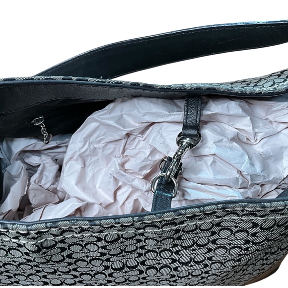 VINTAGE COACH Logo Tote Shoulder Bag Genuine Leather Bottom and Straps - Picture 7 of 12